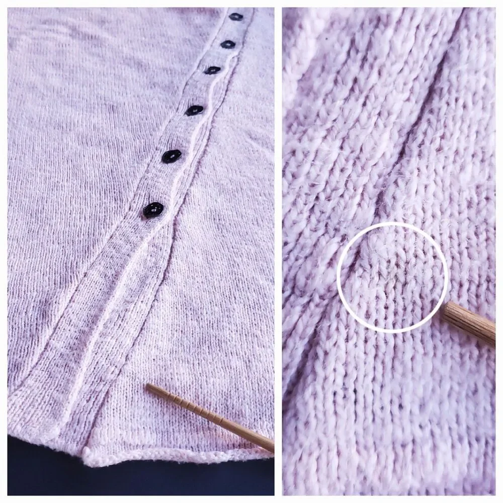 Lulu B Pink Roll Neck Sweater Womens XL 100% Cotton Asymmetrical Button Back